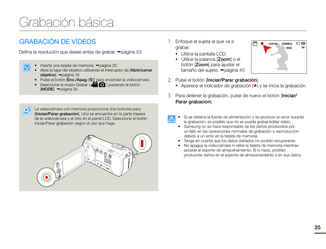 GRABACIÓN DE VÍDEOS Grabación básica