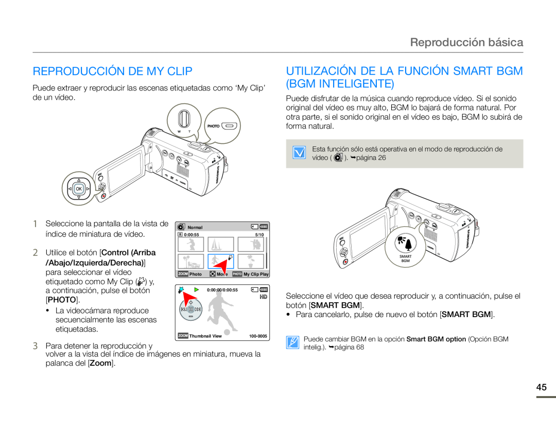 REPRODUCCIÓN DE MY CLIP Hand Held Camcorder HMX-F90