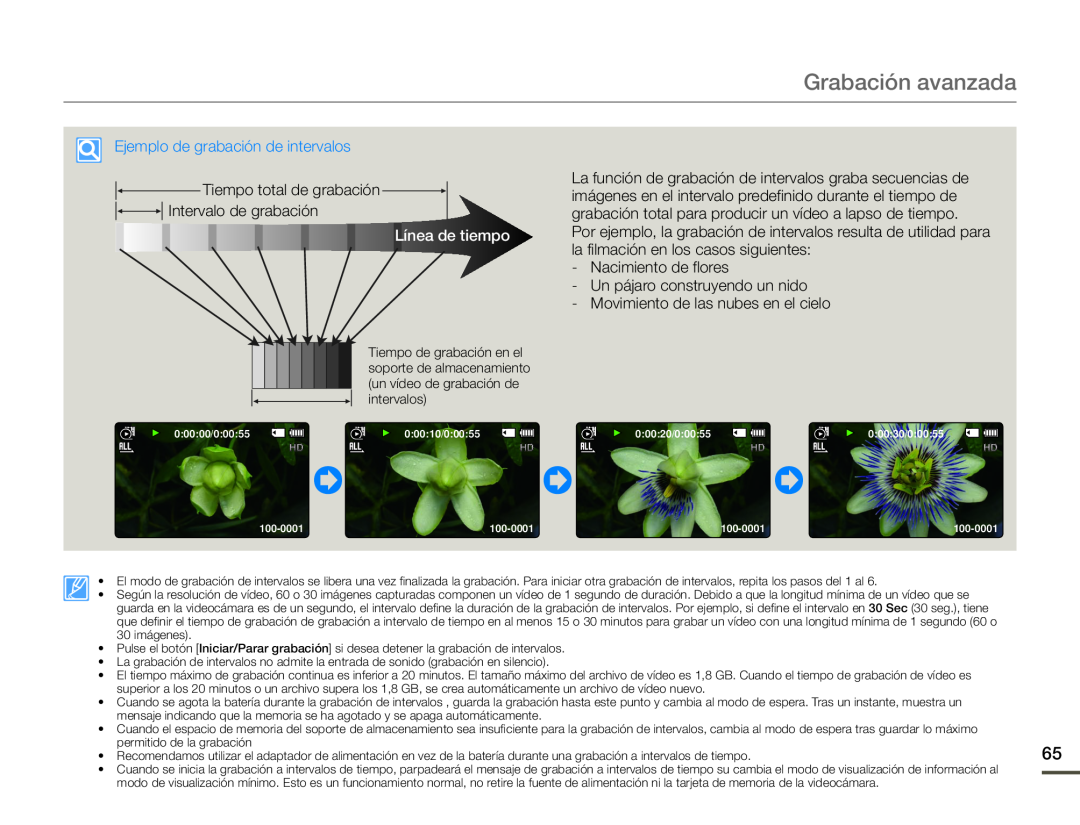 Ejemplo de grabación de intervalos Hand Held Camcorder HMX-F90