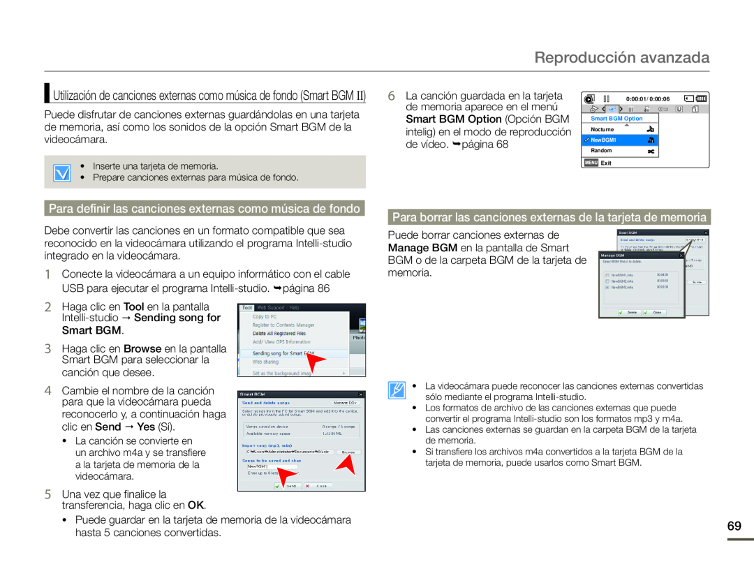 Para borrar las canciones externas de la tarjeta de memoria Hand Held Camcorder HMX-F90