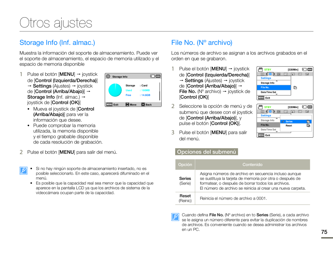 Storage Info (Inf. almac.) File No. (Nº archivo)