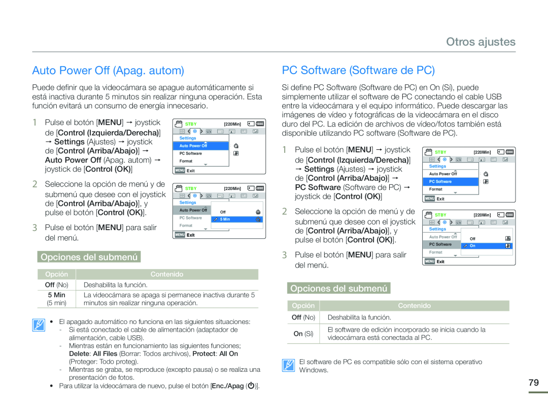 Auto Power Off (Apag. autom) PC Software (Software de PC)