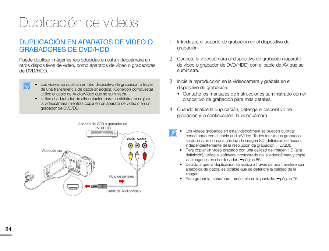 DUPLICACIÓN EN APARATOS DE VÍDEO O GRABADORES DE DVD/HDD Hand Held Camcorder HMX-F90