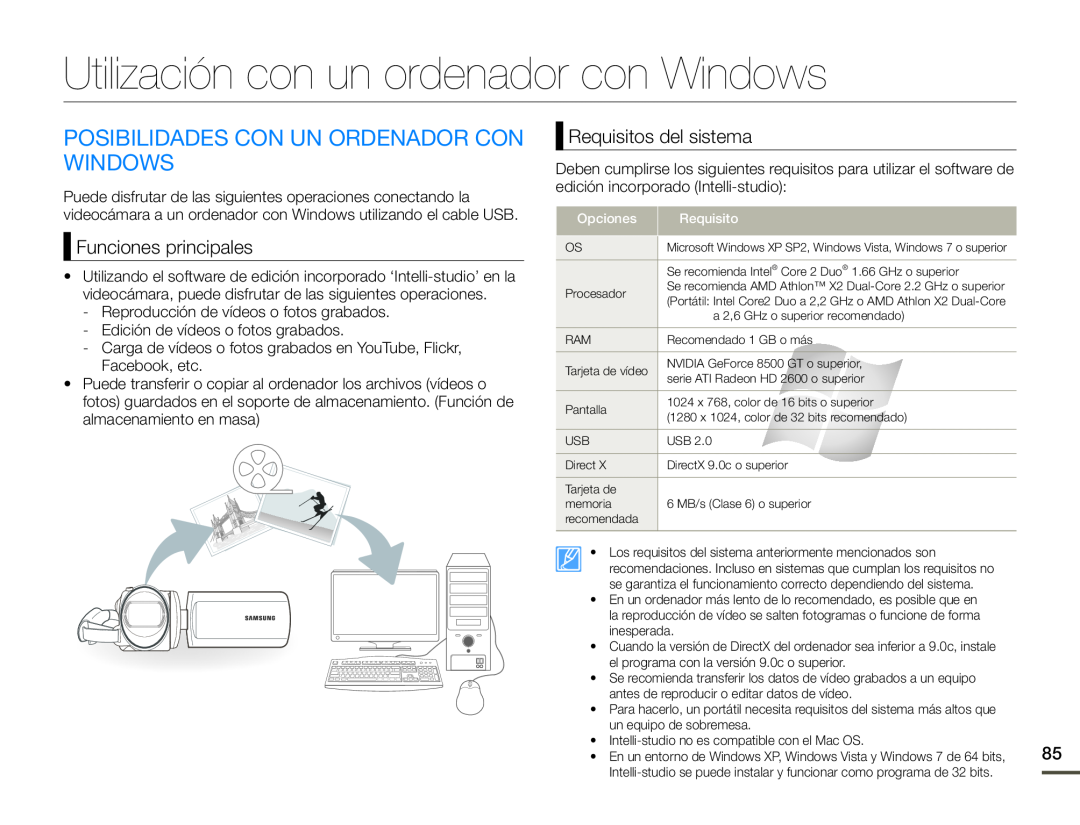 POSIBILIDADES CON UN ORDENADOR CON WINDOWS Hand Held Camcorder HMX-F90