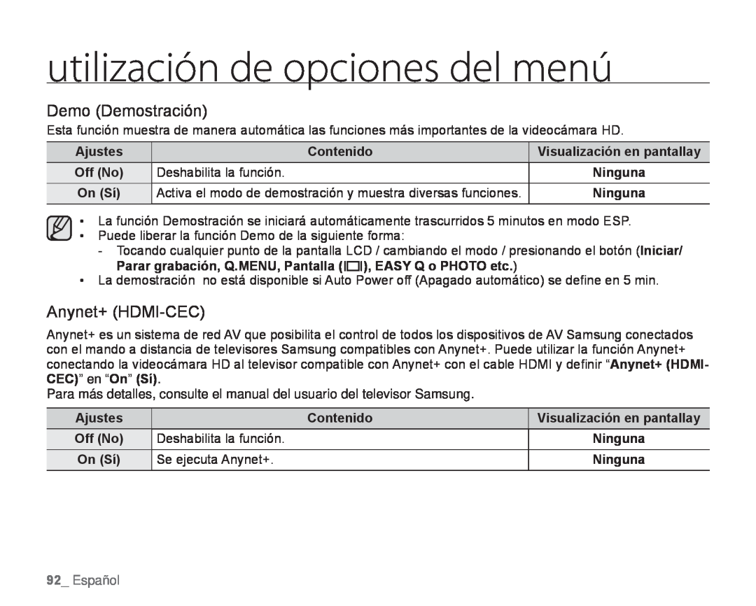 Demo (Demostración) Anynet+ (HDMI-CEC)