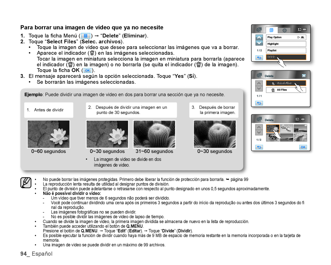 Para borrar una imagen de video que ya no necesite 94_ Español