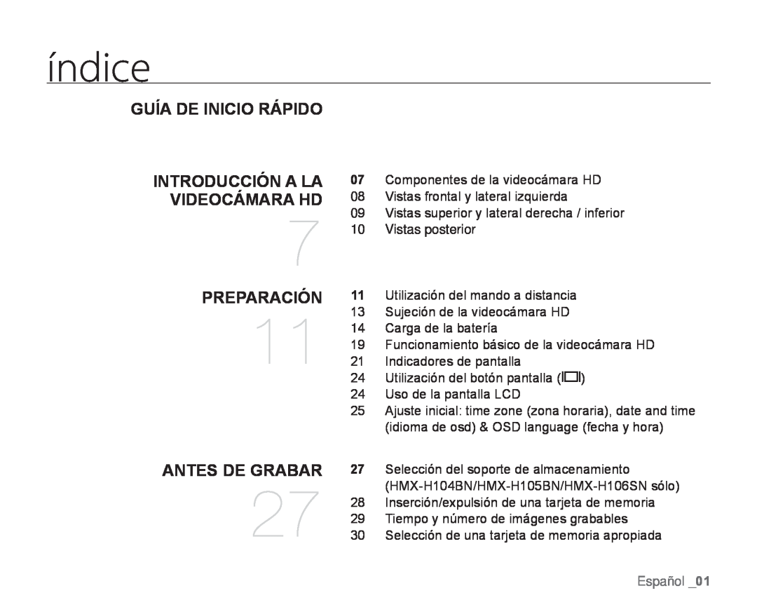 GUÍA DE INICIO RÁPIDO INTRODUCCIÓN A LA VIDEOCÁMARA HD