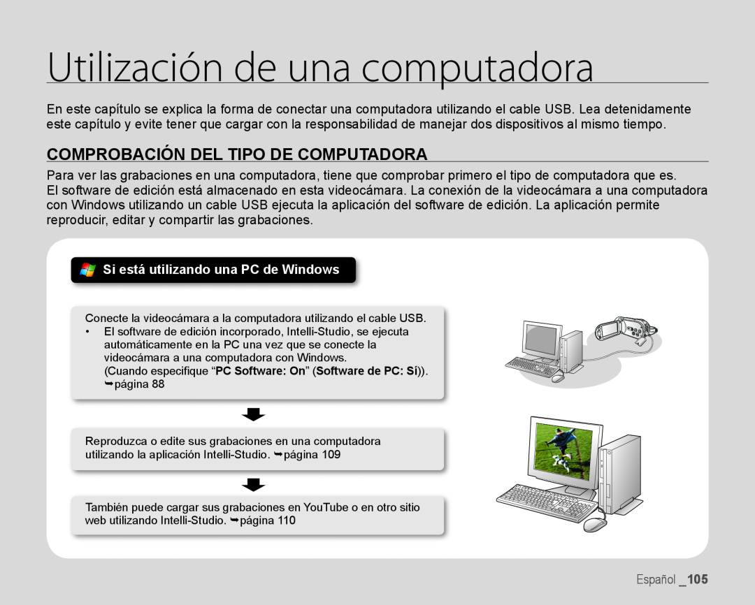 Utilización de una computadora Hand Held Camcorder HMX-H100