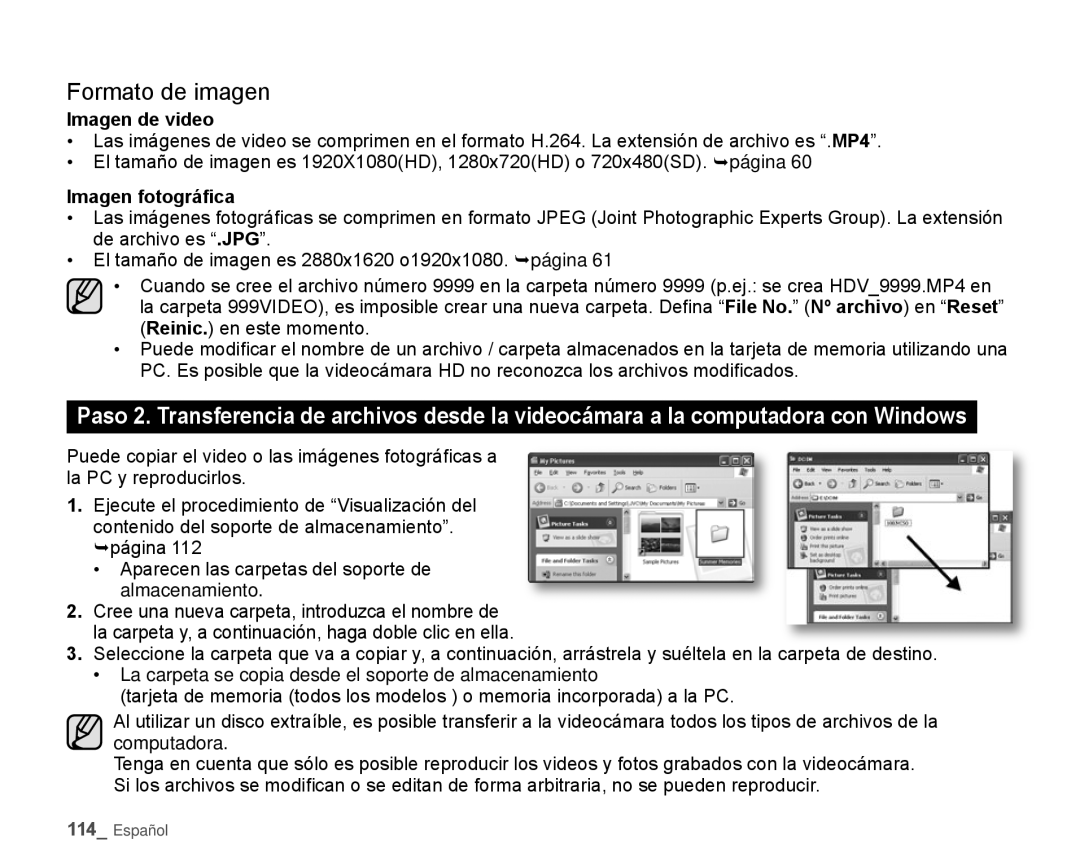 Formato de imagen Hand Held Camcorder HMX-H100