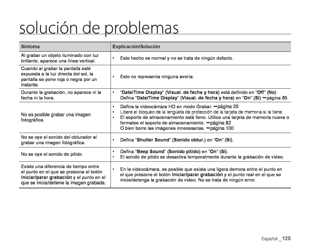 solución de problemas Hand Held Camcorder HMX-H100