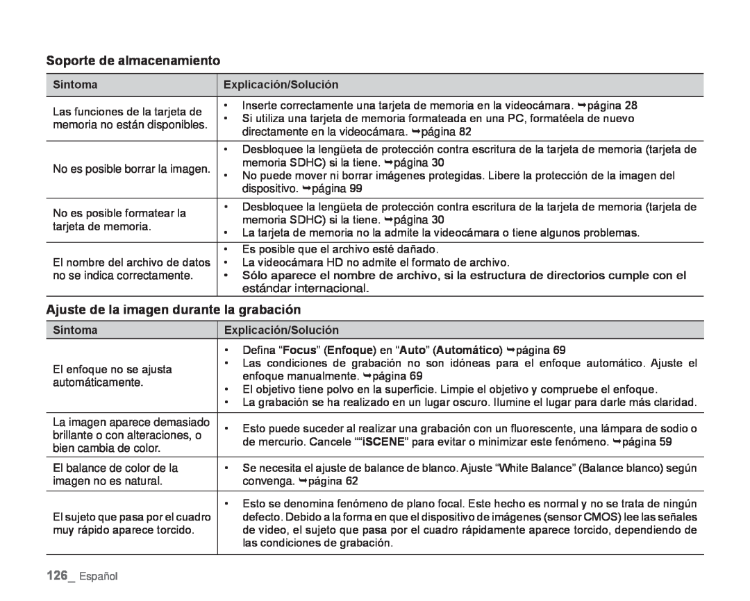 Soporte de almacenamiento Ajuste de la imagen durante la grabación