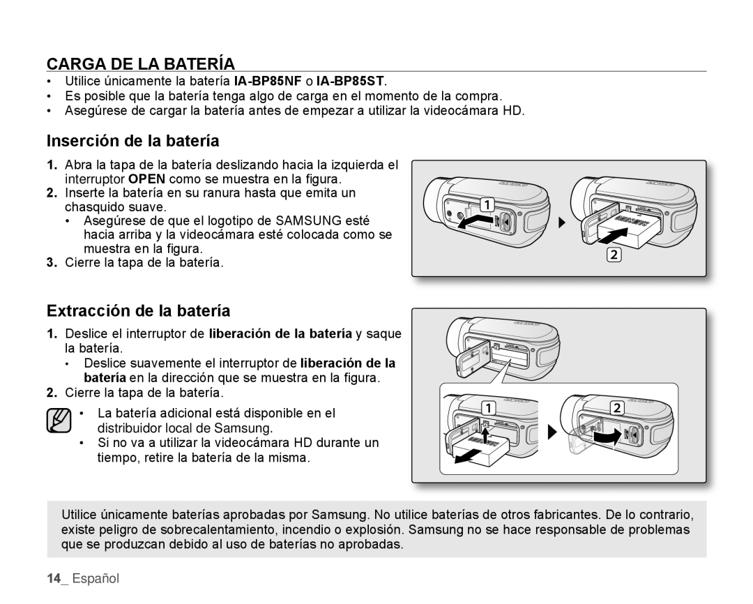 CARGA DE LA BATERÍA Inserción de la batería