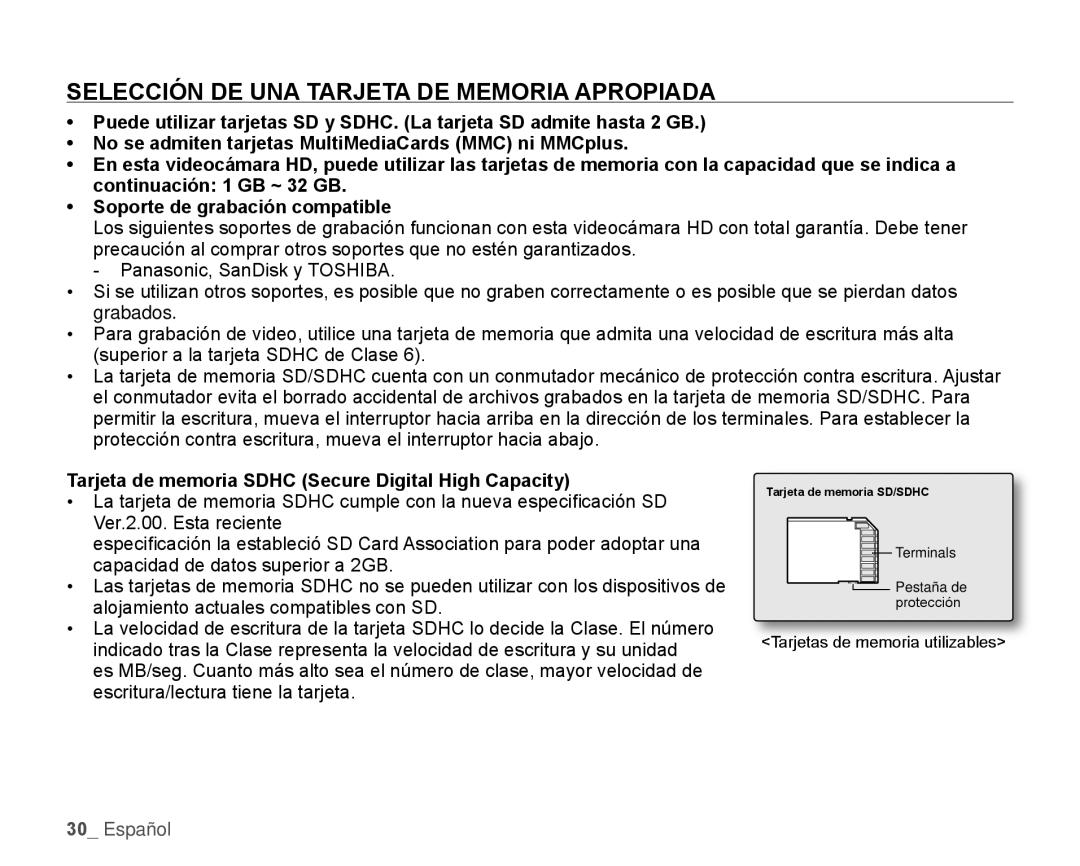 SELECCIÓN DE UNA TARJETA DE MEMORIA APROPIADA