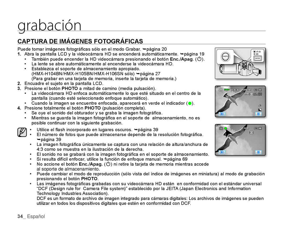 CAPTURA DE IMÁGENES FOTOGRÁFICAS Hand Held Camcorder HMX-H100