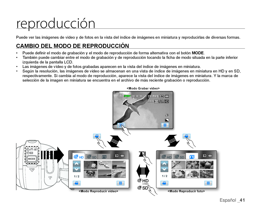 CAMBIO DEL MODO DE REPRODUCCIÓN reproducción