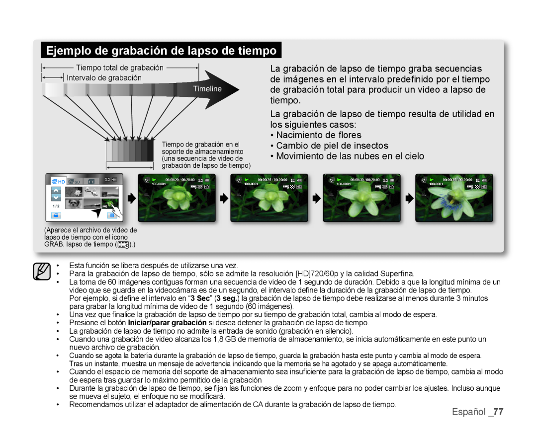 Ejemplo de grabación de lapso de tiempo