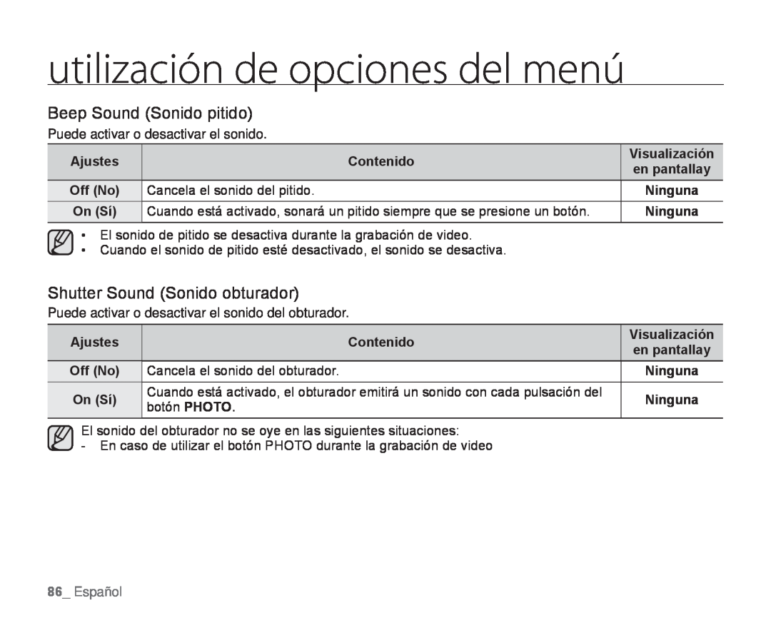 Shutter Sound (Sonido obturador) Hand Held Camcorder HMX-H100