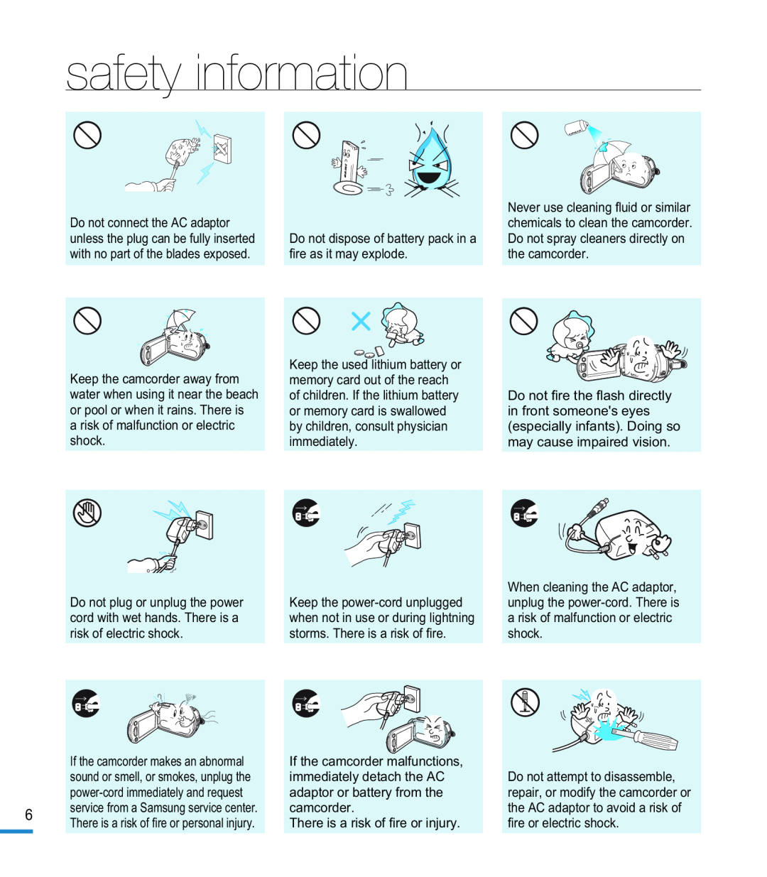 safety information Hand Held Camcorder HMX-M20BN