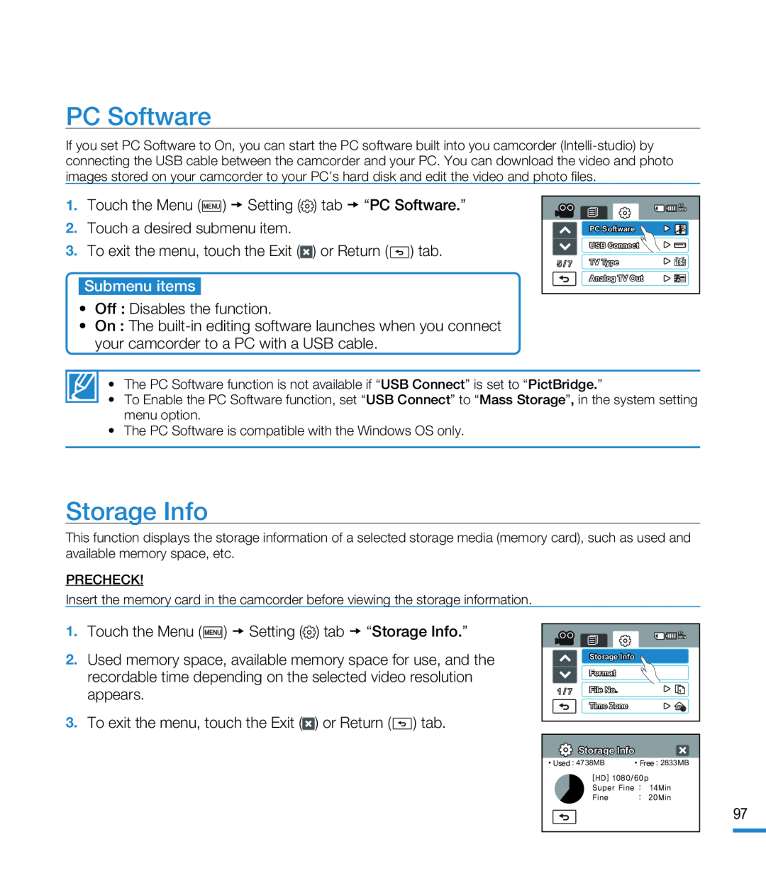 Storage Info Hand Held Camcorder HMX-M20BN