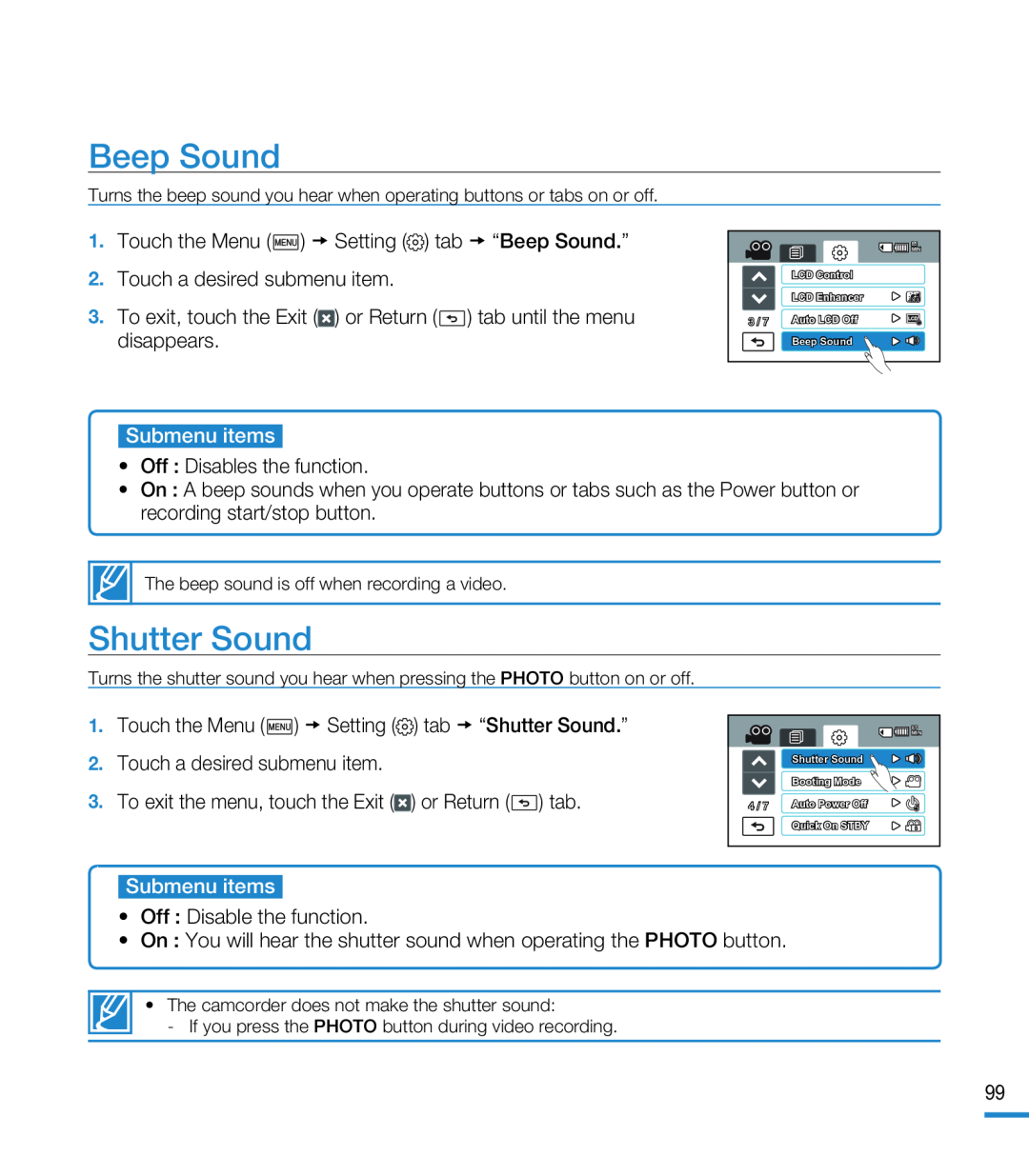 Shutter Sound Hand Held Camcorder HMX-M20BN