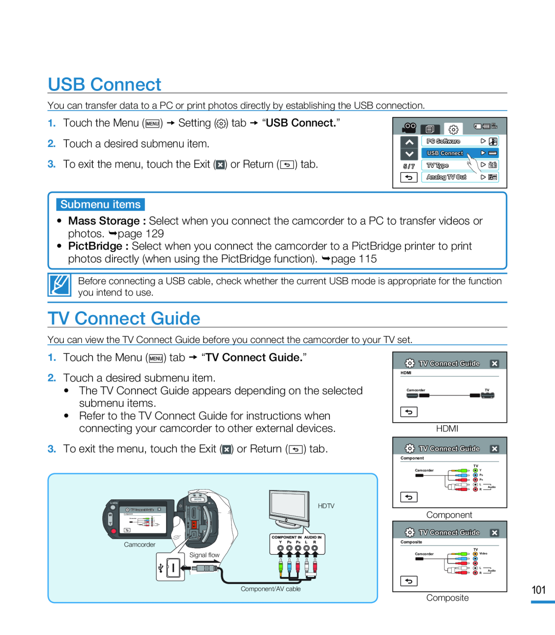 TV Connect Guide Hand Held Camcorder HMX-M20BN