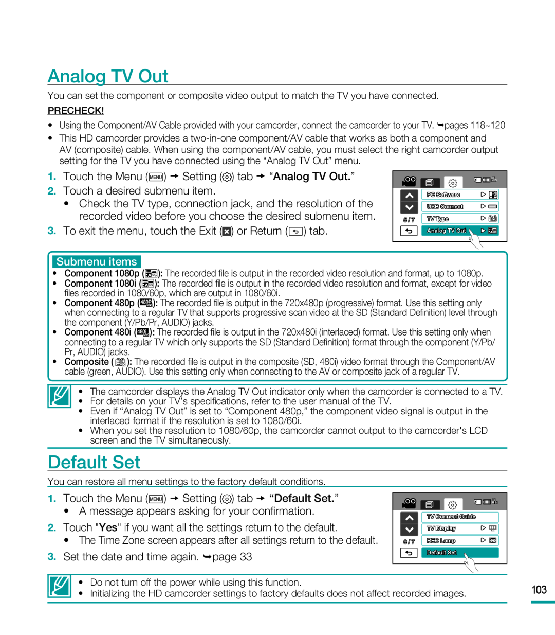 Analog TV Out Default Set