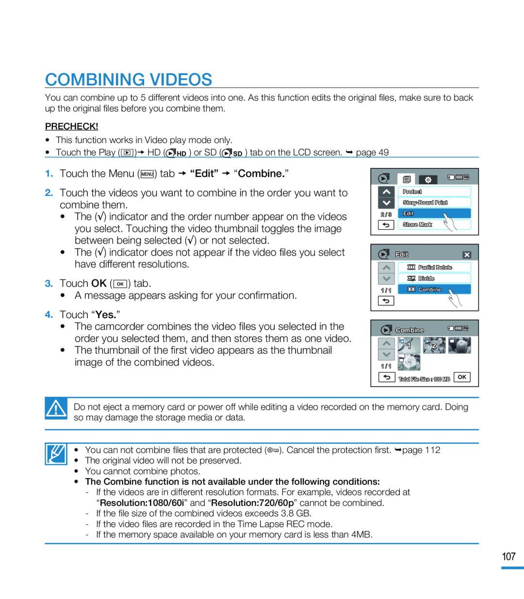 COMBINING VIDEOS Hand Held Camcorder HMX-M20BN