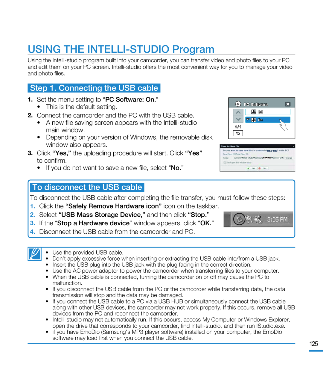 USING THE INTELLI-STUDIOProgram Hand Held Camcorder HMX-M20BN