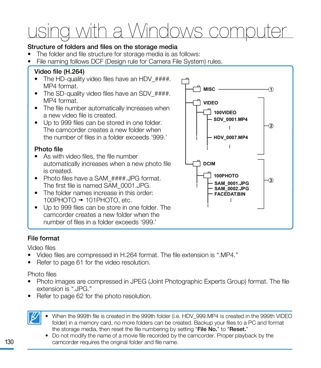 using with a Windows computer Hand Held Camcorder HMX-M20BN