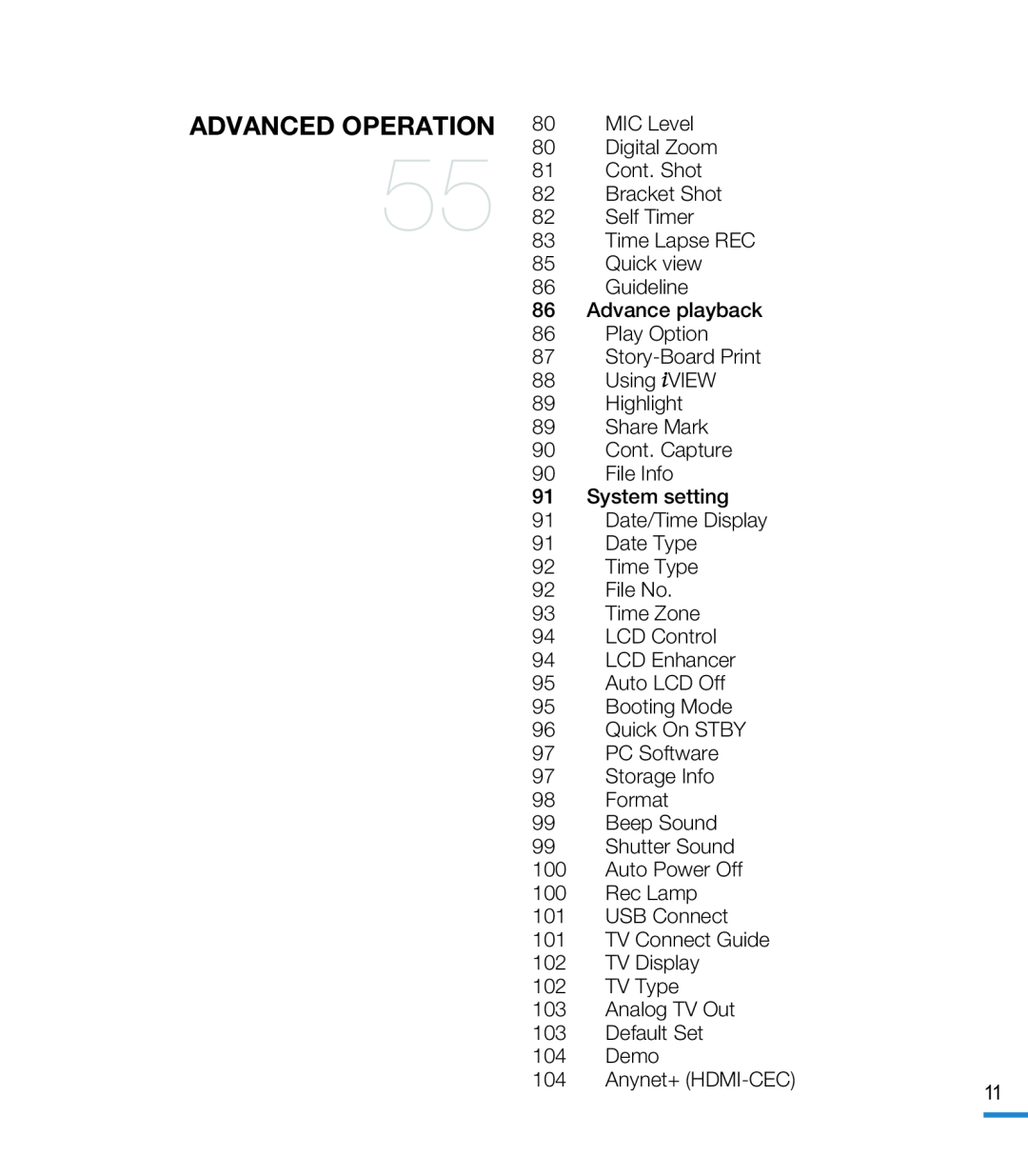 ADVANCED OPERATION Hand Held Camcorder HMX-M20BN