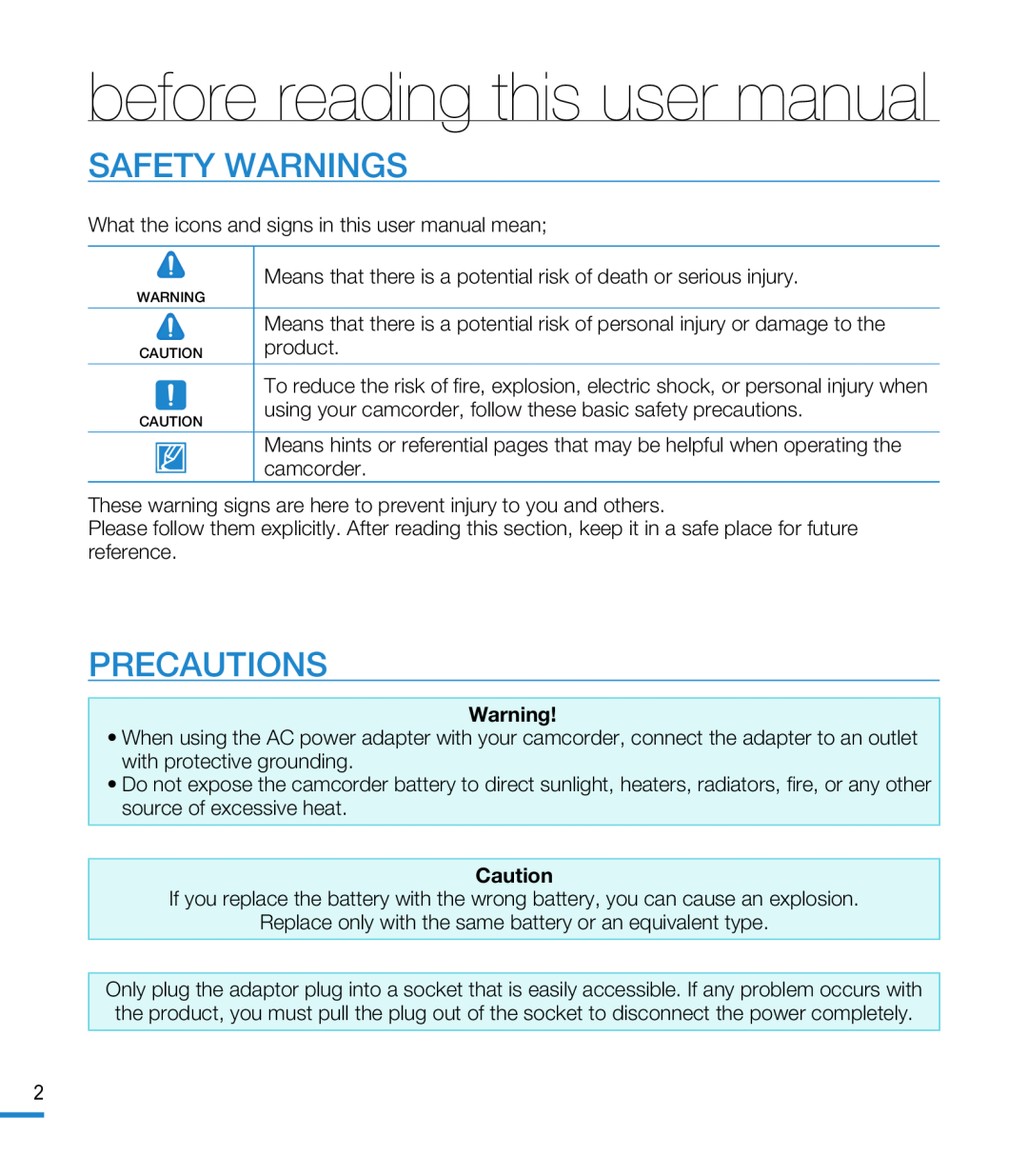 SAFETY WARNINGS PRECAUTIONS