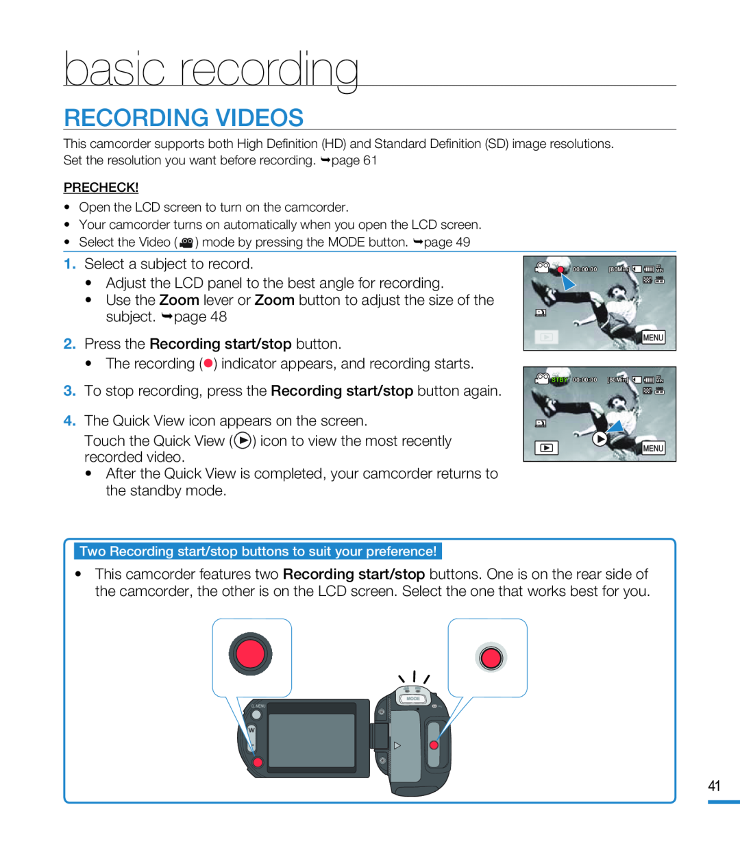 basic recording Hand Held Camcorder HMX-M20BN