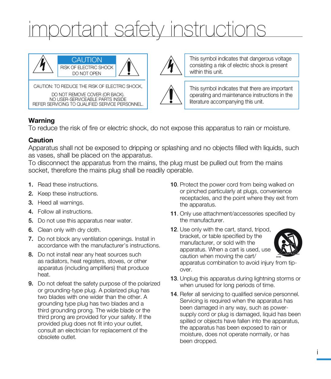 important safety instructions Hand Held Camcorder HMX-M20BN