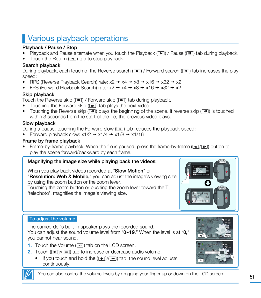 Various playback operations Hand Held Camcorder HMX-M20BN