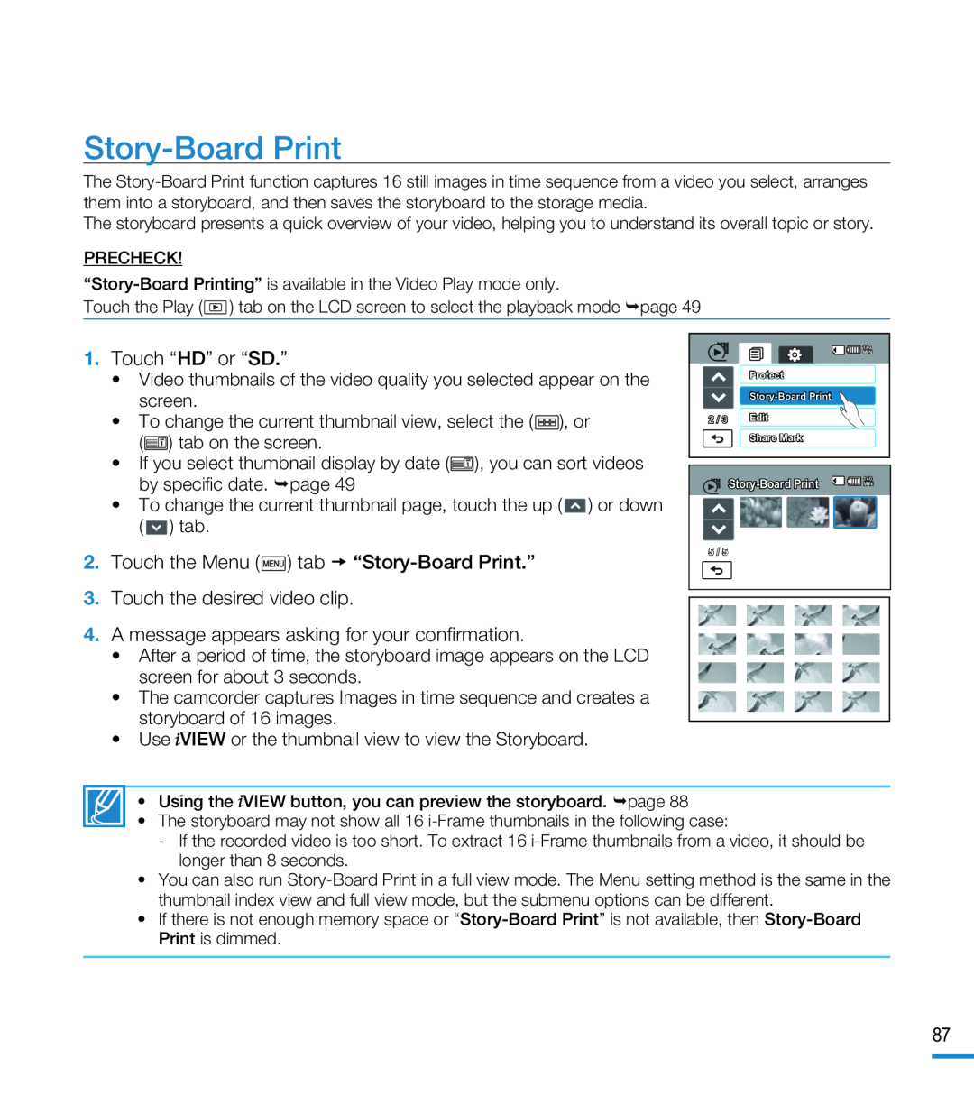 Story-BoardPrint Hand Held Camcorder HMX-M20BN