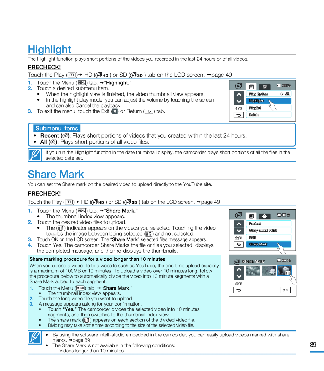 Highlight Hand Held Camcorder HMX-M20BN