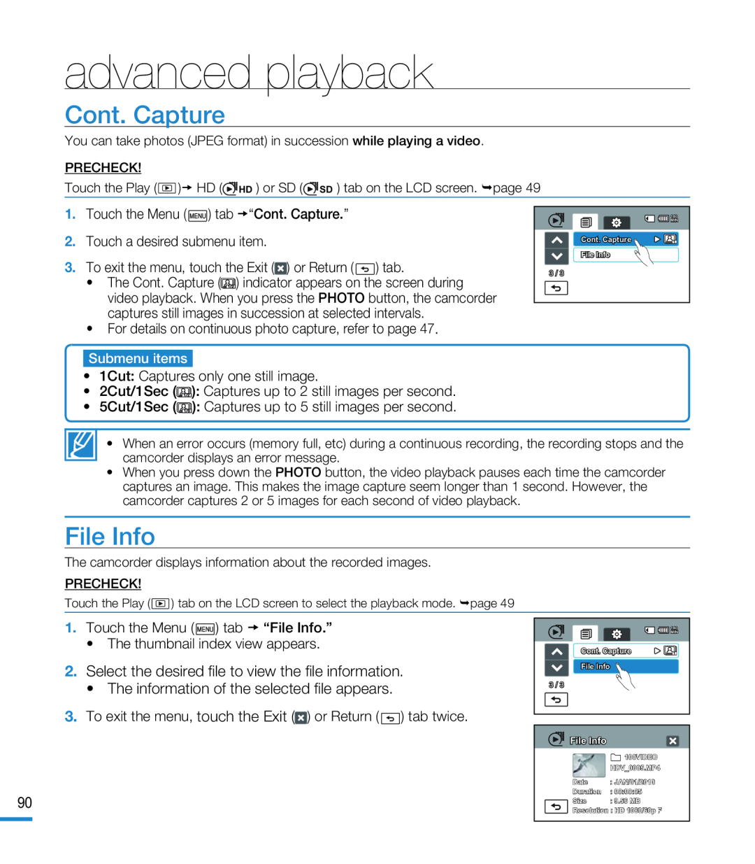 File Info Hand Held Camcorder HMX-M20BN