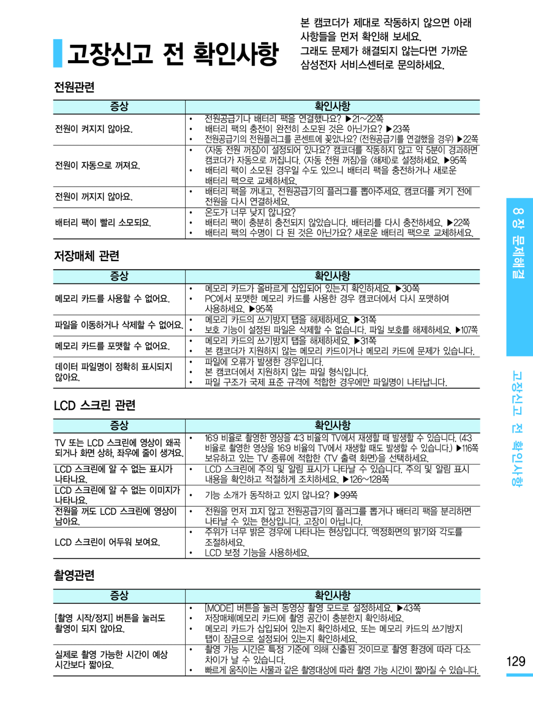 고장신고 전 확인사항