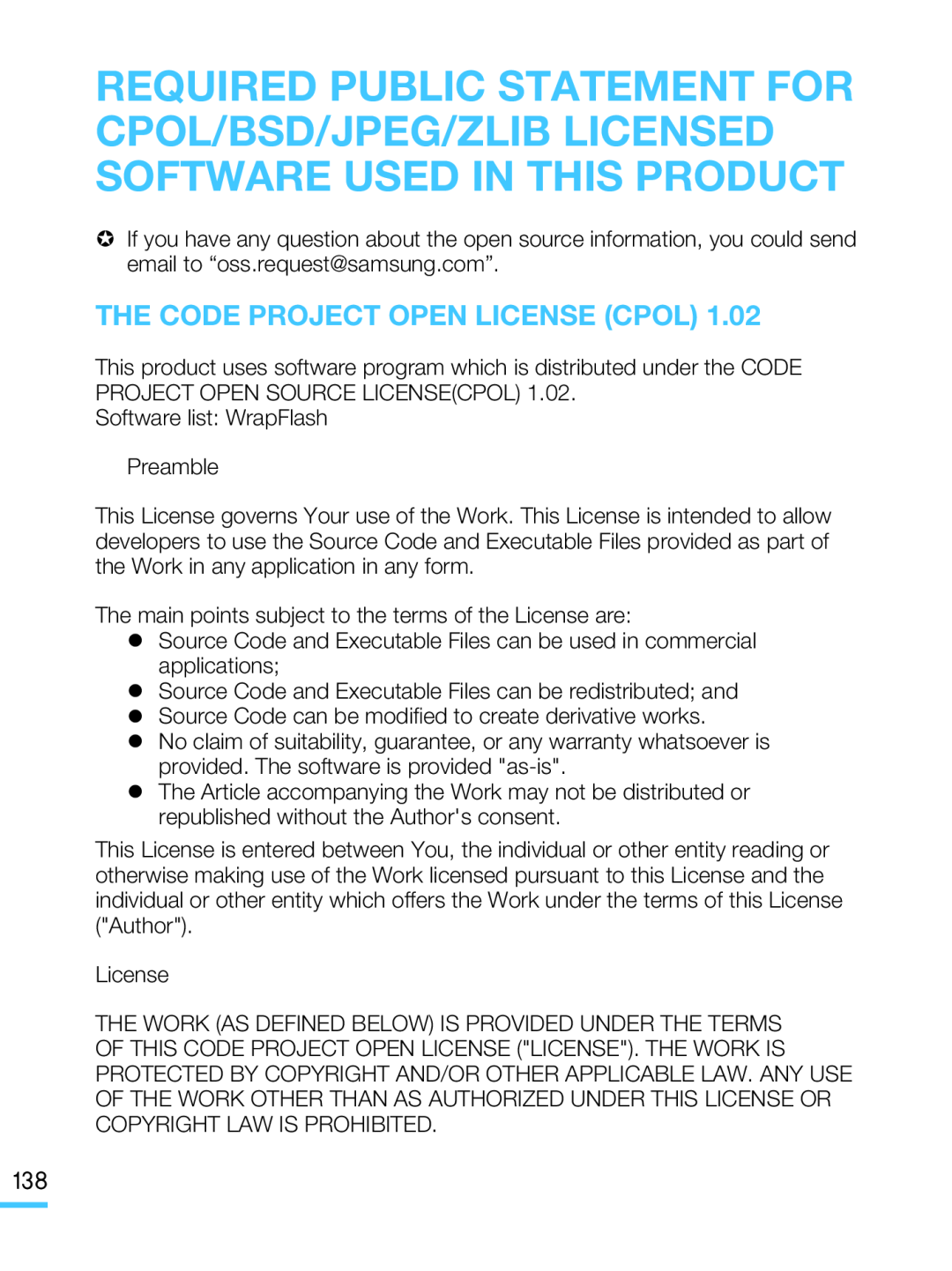 THE CODE PROJECT OPEN LICENSE (CPOL) Hand Held Camcorder HMX-M20BN