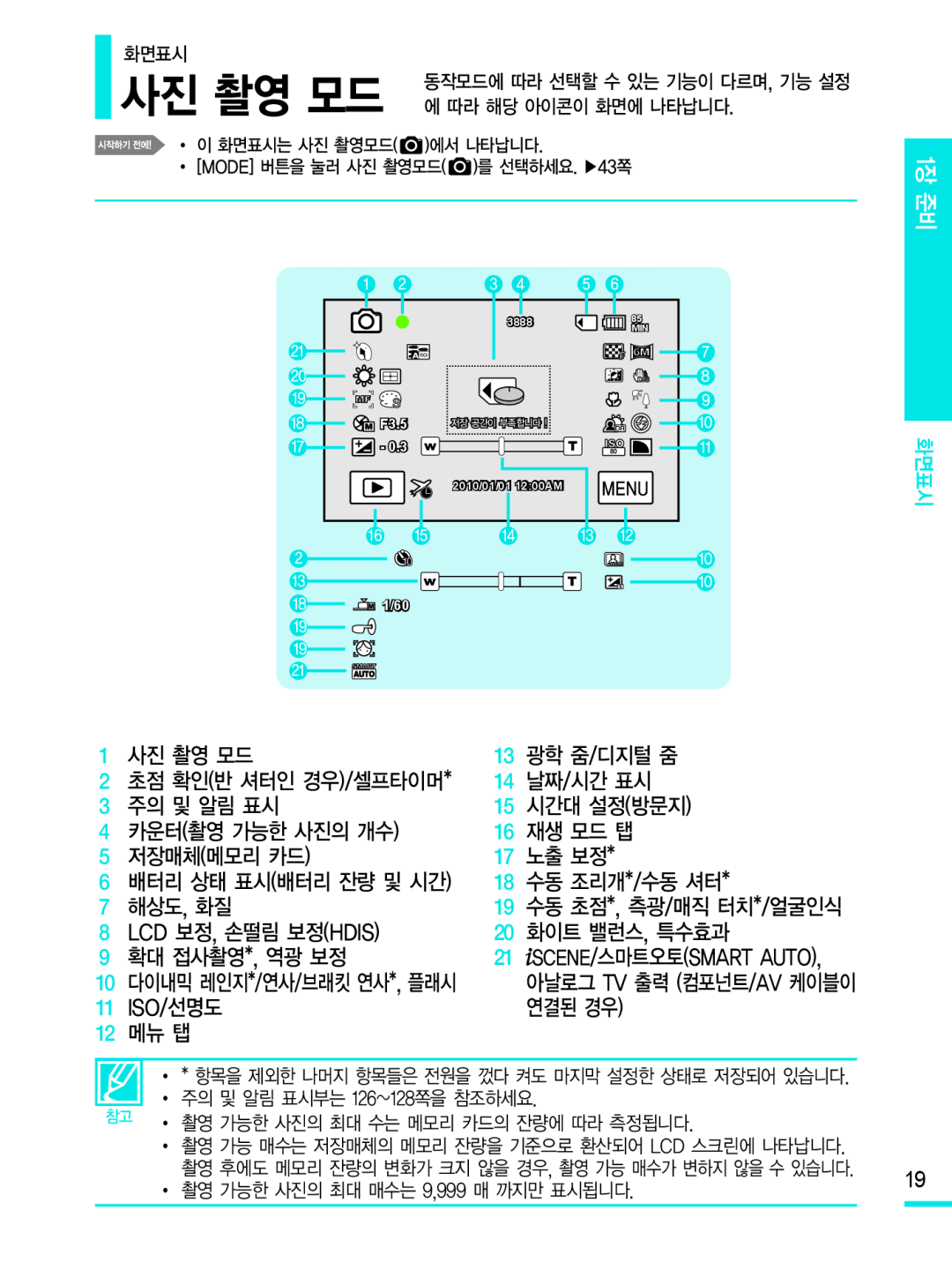 카운터(촬영 가능한 사진의 개수) Hand Held Camcorder HMX-M20BN