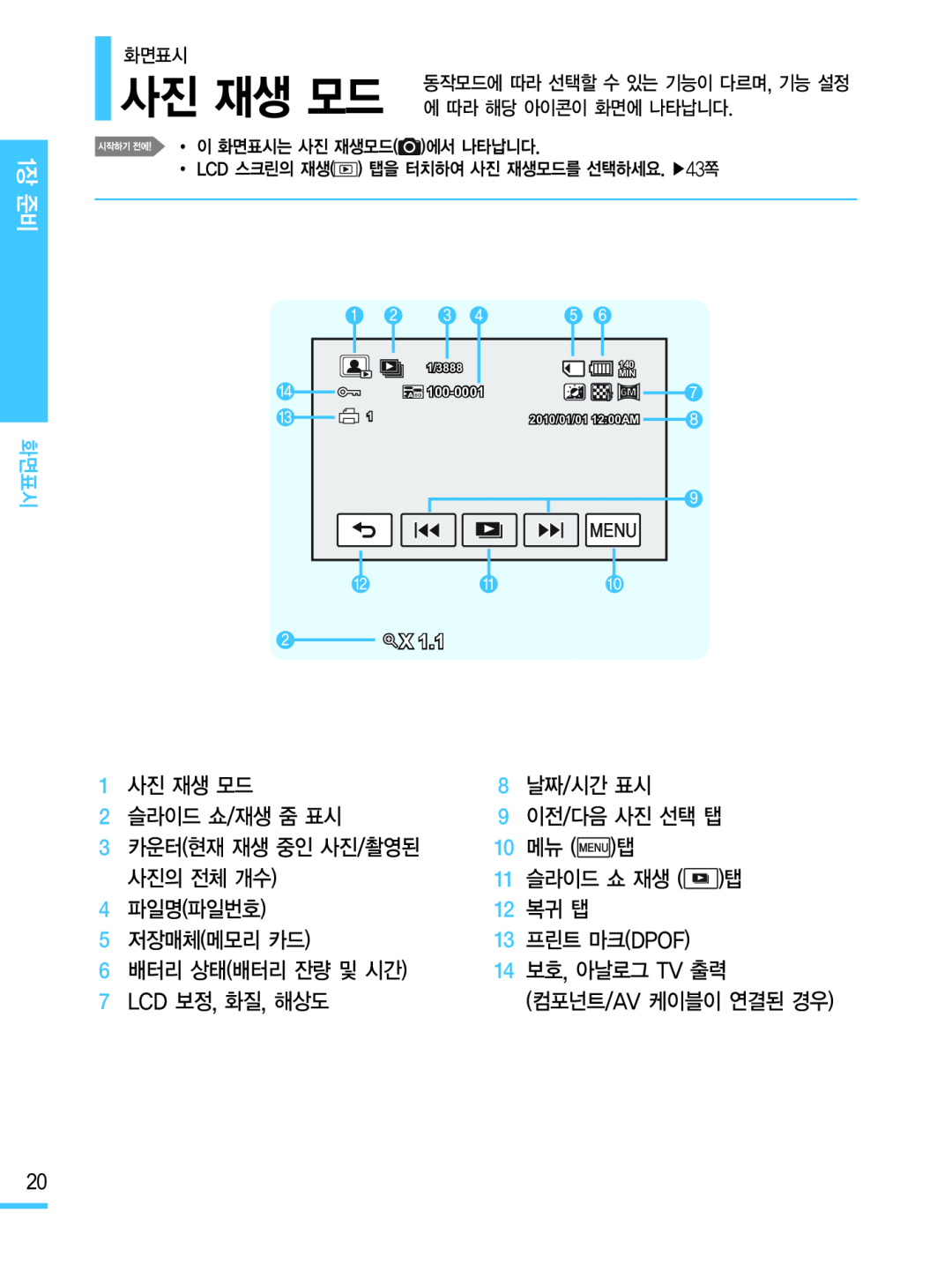 사진 재생 모드 Hand Held Camcorder HMX-M20BN