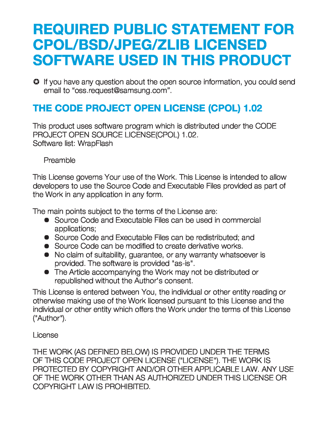 THE CODE PROJECT OPEN LICENSE (CPOL) Hand Held Camcorder HMX-M20BN