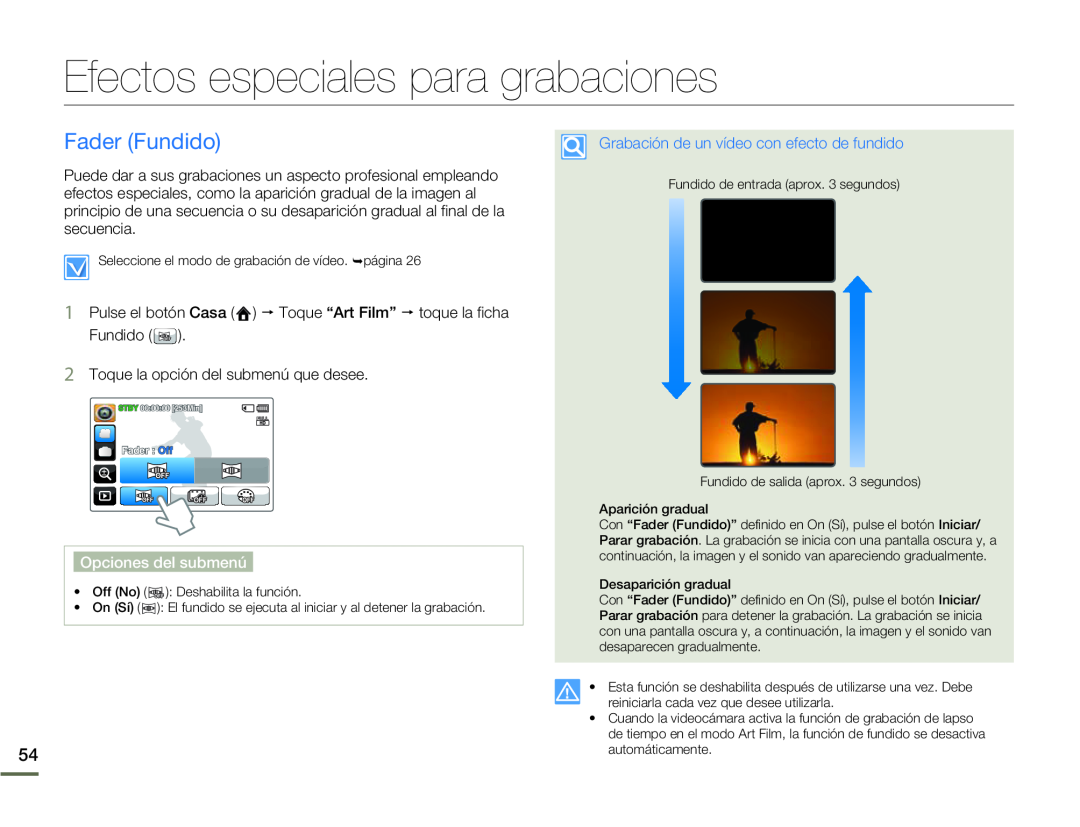 Fader (Fundido) Efectos especiales para grabaciones