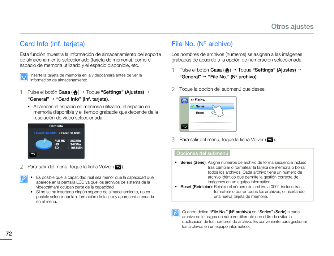 File No. (Nº archivo) Hand Held Camcorder HMX-Q10BN