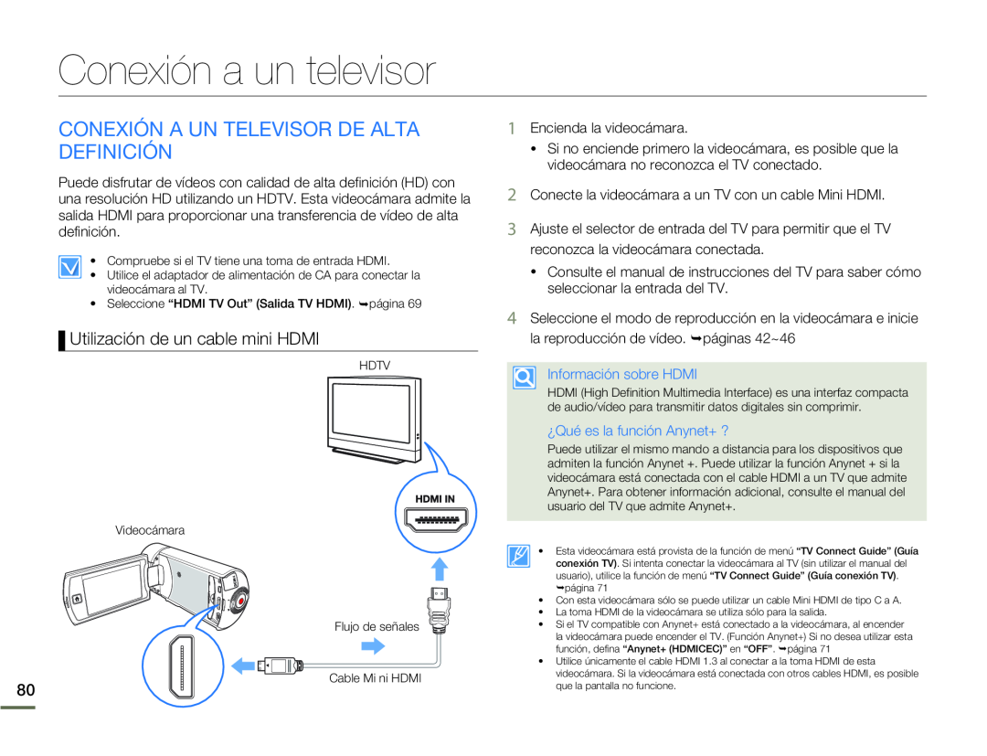 CONEXIÓN A UN TELEVISOR DE ALTA DEFINICIÓN Hand Held Camcorder HMX-Q10BN