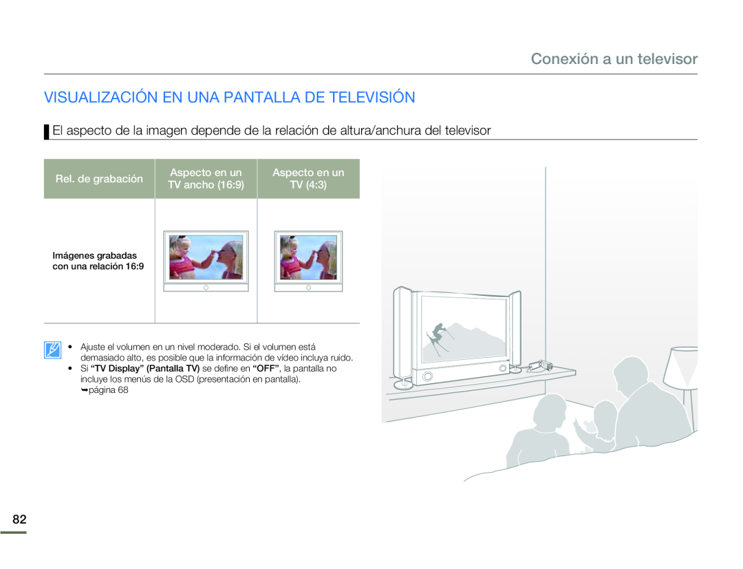 El aspecto de la imagen depende de la relación de altura/anchura del televisor VISUALIZACIÓN EN UNA PANTALLA DE TELEVISIÓN