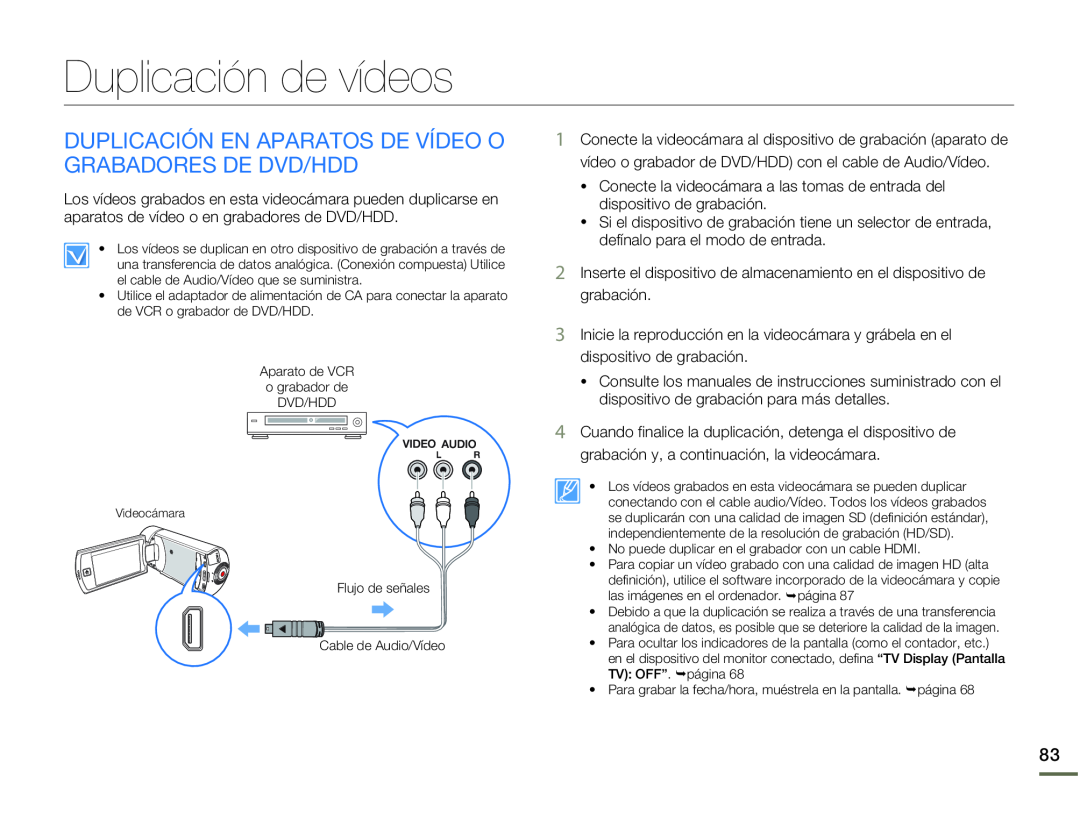 DUPLICACIÓN EN APARATOS DE VÍDEO O GRABADORES DE DVD/HDD Duplicación de vídeos