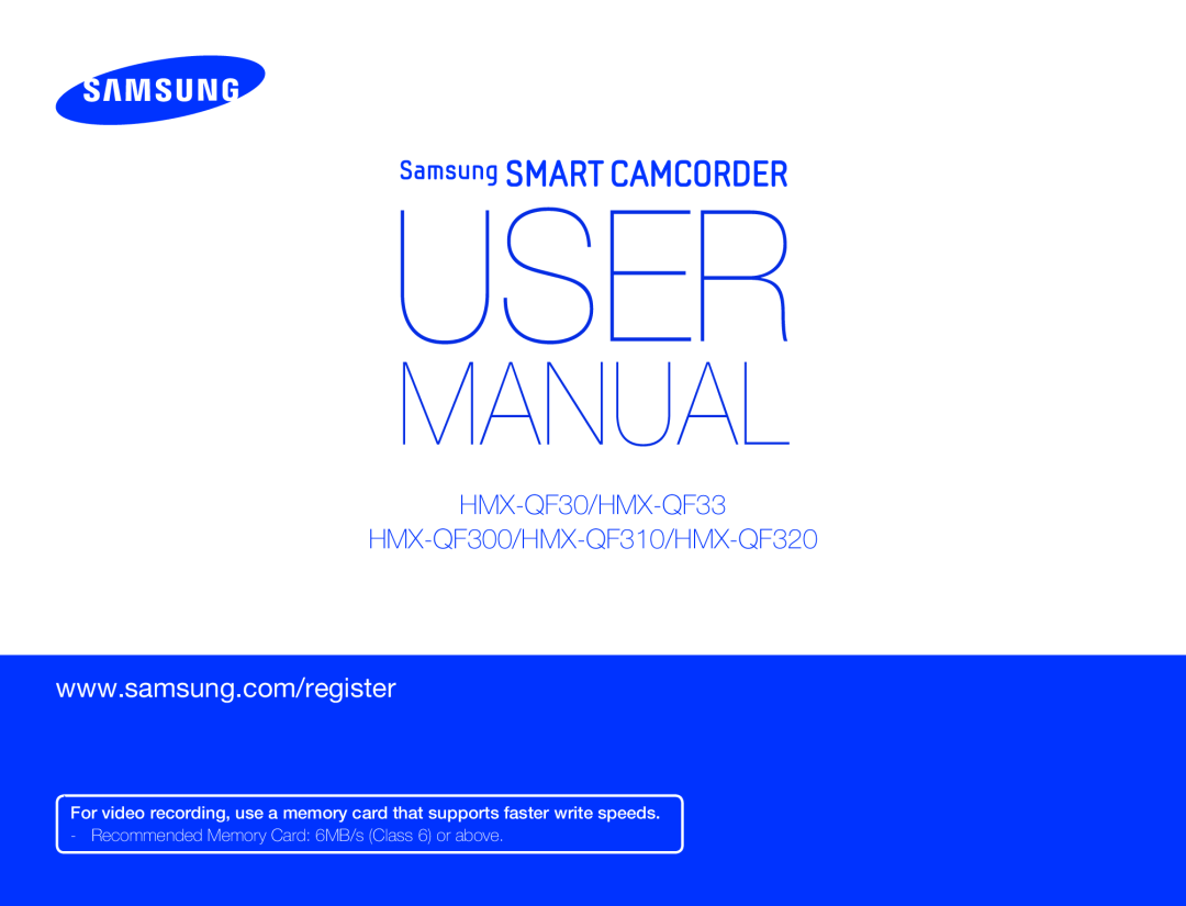 www.samsung.com/register Hand Held Camcorder HMX-QF30BN