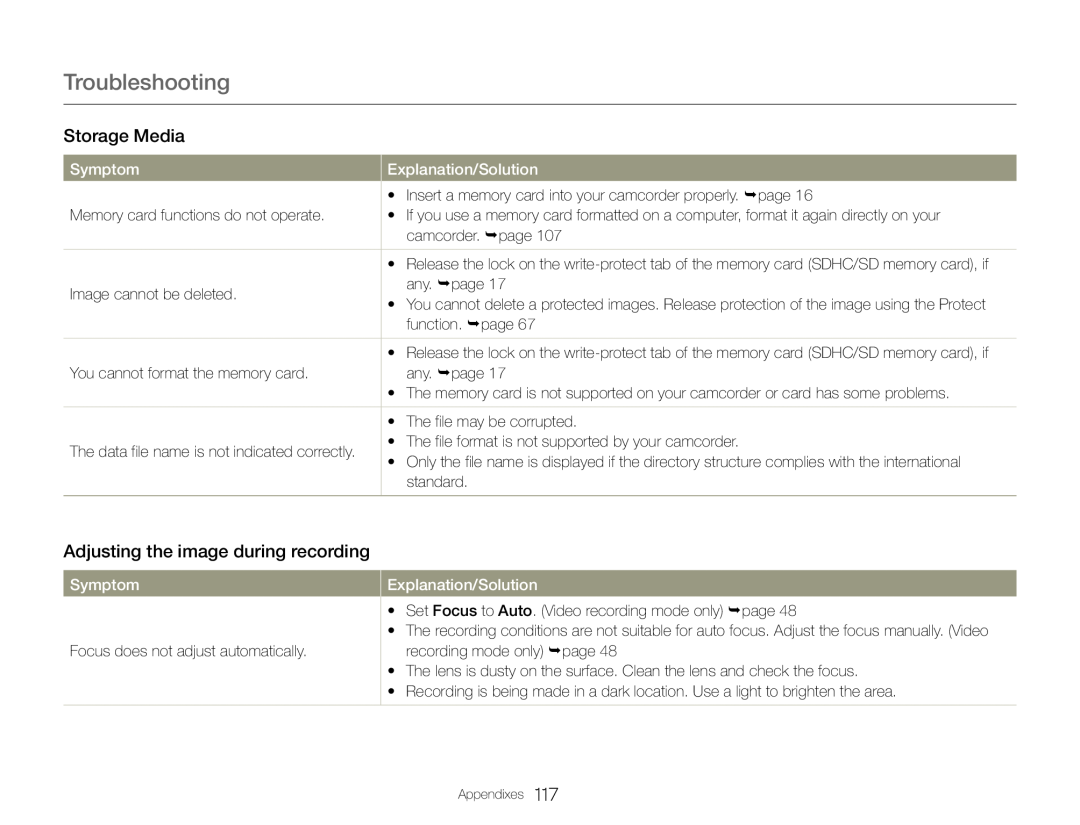 Storage Media Adjusting the image during recording