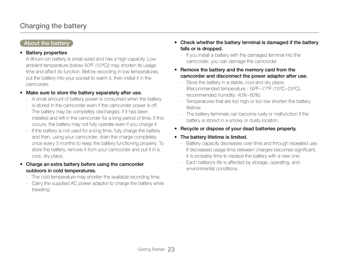 About the battery